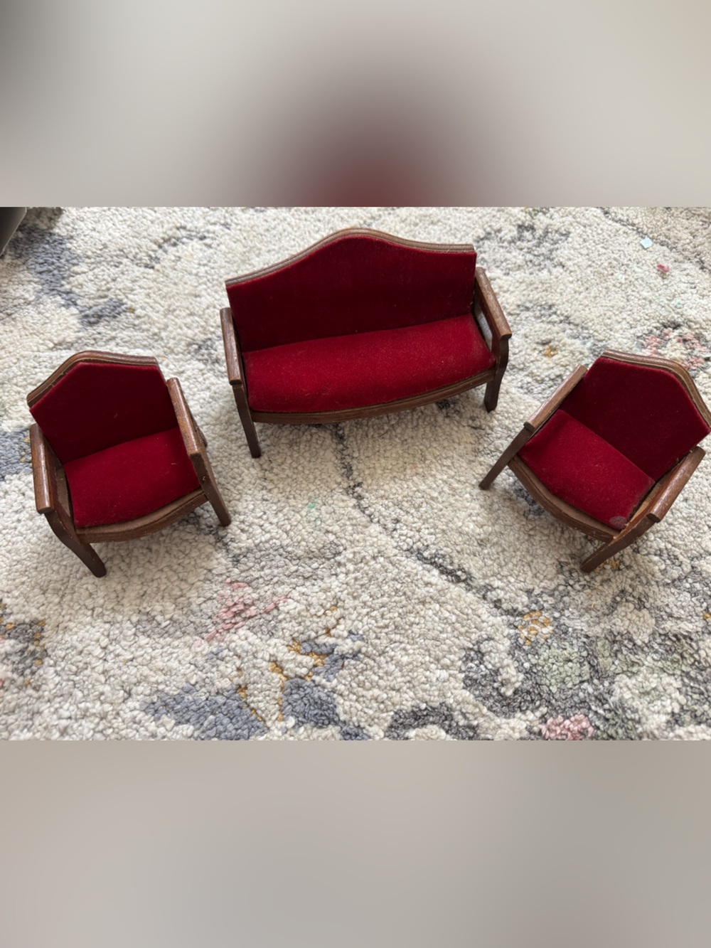 Red Velvet Dollhouse Livingroom Set